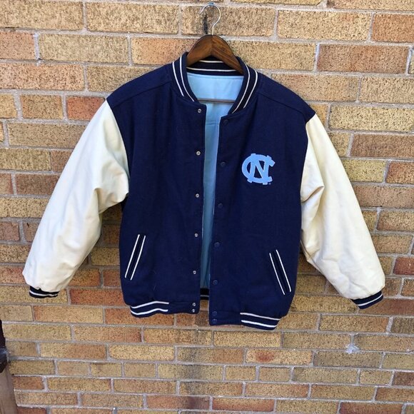 Vintage 1996 Mighty Mac Sports Reversible North Carolina UNC Varsity Jacket - Picture 2 of 15
